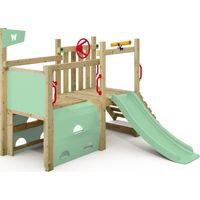 Wickey Klettergerüst My First Fort 2: Kleinkinder Kletterturm, Spielturm (10 jährige Garantie', extrem witterungsbeständig, Tunnel mit Kletterwänden), mit Spielturmzubehör - Pastellgrün