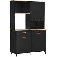 Alacena de Cocina con Cajón Armarios y Estantes Mueble Auxiliar para Microondas Estilo Moderno 119x41x180cm Negro