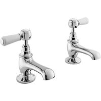 Bayswater Lever Hex Basin Taps Pair - White/Chrome
