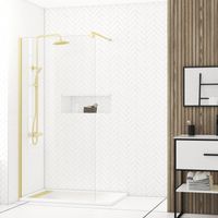 paroi de douche à l'italienne 100x200 cm verre trempé 8 mm - or doré brossé - freedom 2 gold