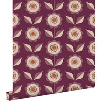 papier peint fleurs violet foncé - ESTAhome