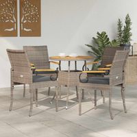 vidaXL Chaises de jardin avec coussin 4 pcs Gris et Gris foncé