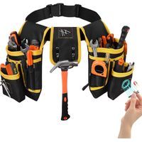 Ceinture à Outils Magnétique Noir Jaune 26 Poches, Ceinture Padded Heavy Duty pour Électricien, Charpentier, Artisan, Construction, Utilisation Intense