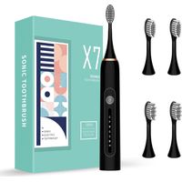 Brosse à dents électrique sonique à 6 vitesses et 4 têtes de brosse, entièrement automatique, rechargeable et étanche, avec poils souples pour adultes et-AquaForge