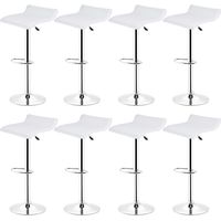 Aqrau Lot de 8 tabourets de bar - hauteur réglable - Contemporain,blanc