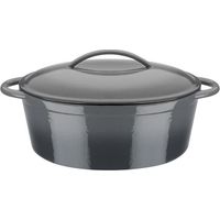 Solid cast iron casserole dish - GSW - GRAY SHADOW - 33 x 25 cm - Oval - Induction - Gray