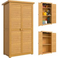 Abri de jardin 0,31 m² avec 2 portes et 2 étagères intérieures, dimensions 87 x 46,5 x 160 cm, en bois naturel