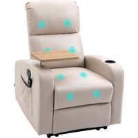 Massagesessel Relaxsessel Liegesessel, 1 Klapptisch, 1 Fußstütze 77 cm x 93 cm x 105 cm, Beige