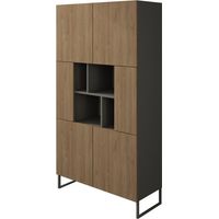 Librería 164 cm roble y gris con puertas y estantes - Rio