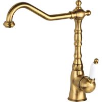 Gattoni Rubinetteria – Mitigeur de cuisine RE135V0 – Bronze – Poignée blanche – Bec rotatif 360° – Laiton – Hauteur 305 mm