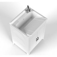 Évier 1 bac en résine thermoplastique 60x50 cm – Résistant aux acides et intempéries – Installation facile pour intérieur et extérieur – Mongardi