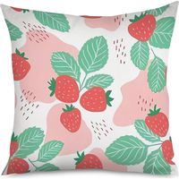 Housse de Coussin Décoratif Motif Fraise Rouge