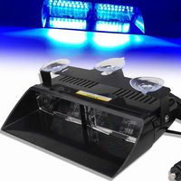 Luz de advertencia azul de 16 LED para policía, luz estroboscópica intermitente de emergencia con ventosa de 12 V para techo, tablero y parabrisas.