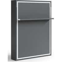 Lit escamotable vertical 160x200 avec étagère Habitat-Coffrage Gris anthracite-Façade Noyer