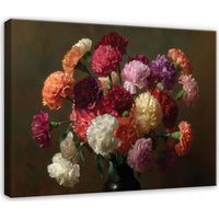 Leinwandbild Blumen Abstrakt auf schwarzem Hintergrund, elegante Wanddeko für Schlafzimmer und Wohnzimmer, hochauflösender Druck, 40 x 30 cm