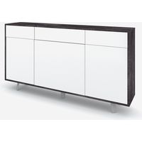 Credenza moderna 3 ante 3 cassetti da soggiorno Velbruk - Nero - Bianco