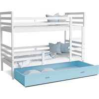 Lit Superpose Milan 90x190 tiroir Blanc - bleu