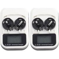 Lot de 2 chargeurs rechargeables avec écran LCD pour piles bouton au lithium LIR2016, LIR2025 et LIR2032 (prise UE 100-240 V).