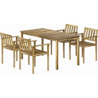 Table à manger jardin 5 pièces teck 4 places
