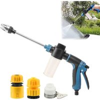 Nettoyeur de tuyau d'arrosage à turbine, trois modes de pulvérisation, pistolet à eau haute pression, douche de jardin, nettoyeur haute pression, bleu