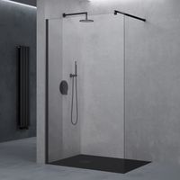 doporro Duschwand Duschtrennwand 60x200 Walk-In Dusche mit Stabilisator aus Echtglas 10mm ESG-Sicherheitsglas Klarglas inkl. Nanobeschichtung