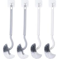 Pack de 4 Brosse WC,Brosse Toilettes WC, brosses de Toilette avec Nettoyage des Bords, brosses de Toilette à Manche Long, brosses de Toilette de Nettoyage en Profondeur (Gris/Blanc)