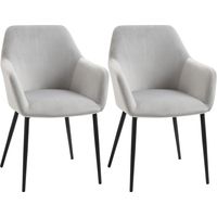 Set 2 Sedie per Soggiorno Nordiche con Schienale e Braccioli Ricurvi e Seduta Imbottita, 54x57x80 cm, Grigio
