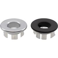 Lot de 2 anneaux de trop-plein pour évier Trou rond Couvercle d'évier Trou de vidange Pièces de rechange Couvercle rond pour évier de cuisine Trou d'évier de baignoire (Argent Noir)