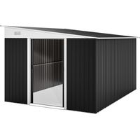 Casetta Porta Attrezzi da Giardino Acciaio Porta Scorrevole Nero 345x280,5x169-201cm