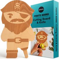 OTOTO OT027 Pirate Board Tagliere con Coltello in Legno e Acciaio Inox Fessura Magnetica per Coltello colore Legno