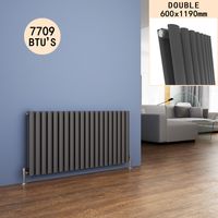 ELEGANT Steel Radiator Horizontal Double Column Radiators Oval Panel Central Heating Design Radiator, Anthracite 600 x 1190 mm