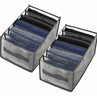 royaluxe - Organisateur Tiroir Vetement, Organisateur Armoire Vetement Boîte de Rangement en Maille Pliable, Compartiment de Rangement du Tiroir Lavable pourT-shirts,Chemises,Pantalons (Jeans - 7 gril