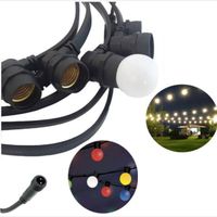 GUIRLANDE LUMINEUSE 10 M ET 10 DOUILLES NOIRES E27 EXTENSIBLES IP44 INTÉRIEUR EXTÉRIEUR