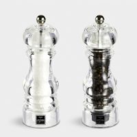 Bisetti Salz- und Pfeffermühlen-Set, manuell, transparent, Tisch, 17,5 cm