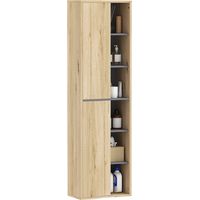 Columna de Baño de Pared Armario de Baño con Compartimentos Abiertos y 2 Puertas 40x24x141,5 cm Natural