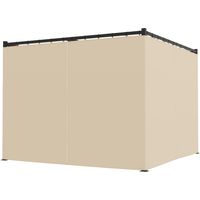 Pergola da Giardino avec Tetto Retrattile e Tende Metallo Poliestere 300x300x227 cm Beige