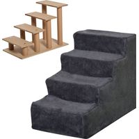Escalier pour animaux 4 marches avec housse amovible lavable, pour canapé lit, 60x35x44 cm gris foncé