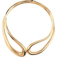 Collier Épais Femme, Double Rang Or Collier Tendance Métal Ras-De-Cou Ouvert Audacieux Bijoux Fantaisie Accessoires Cadeau