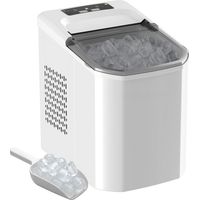 Máquina de Hielo Autolimpiable 12 kg/24H 9 Cubitos Listos en 7 Minutos 2 Tamaños de Hielo 1,5L Depósito Blanco