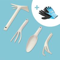 Gartenhandgeräte Satz PASTEL (beige) Pflanzkelle, Pflanzgabel, Grubber