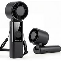 Ventilateur Portable, Batterie 4000 mAh, 20 heures de travail max., écran LED, 1 to 199 niveaux de vitesse,Design pliable, pour voy, Noir