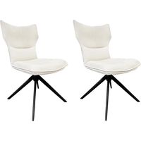 Lot 2 chaises rotatives 360° tissu beige rembourrage ergonomique - PHIL