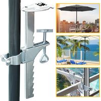 Balkon-Sonnenschirmhalter, Balkongeländer, verlängerter Clip, Sonnenschirmhalter aus verzinktem Stahl, verstellbarer Sonnenschirmhalter für Terrassen, Gartenzaun