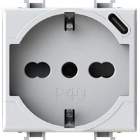 Prise bipasso et schuko 4box P40 avec USB 3.0A Bticino Matix 4B.AM.P40.USB
