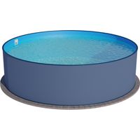 Stahlwandpool rund Größe wählbar, 120cm tief, Stahl 0,4mm anthrazit, Folie 0,4mm blau, Einhängebiese 350