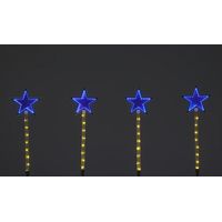 Set of 4 Christmas Infinity Star Light up Garden Pathway Stakes Blue - 60cm Tall