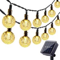 Solar Lichterkette Außen, 50 LED Solar Garten Lichterkette Kristall Kugeln 8 Modi IP65 Wasserdicht Lichterkette Außenlichterkette Garten Lichterkette Beleuchtung für Partys, Warmweiß