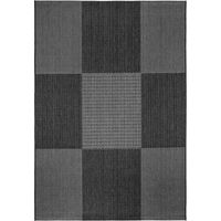Tapis extérieur kilim 67x140 anthracite et gris rectangle EXTERNA