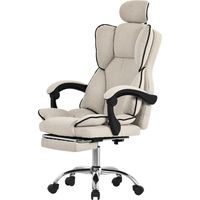 ML-Design Sedia da Ufficio Ergonomica Beige Poltrona da Scrivania Regolabile in Altezza con Schienale Alto Sedia Girevole con Poggiapiedi Cuscino e Poggiatesta Poltroncina per Computer da Gioco