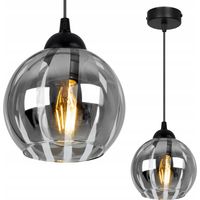 ELEGANTE LAMPADA A SOSPENSIONE CROMATA, PARALUME A SFERA DI VETRO